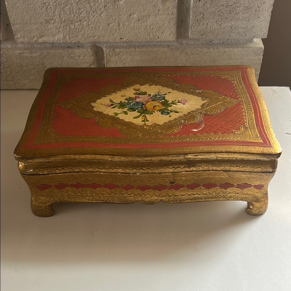 Vintage Decorative Box with Floral Design